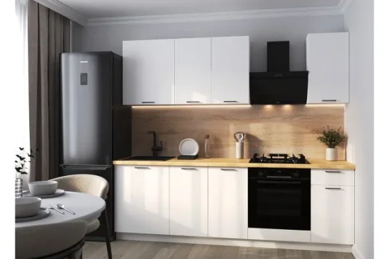 Кухонный гарнитур Hoff Хлоя, 240х214х60 см, ЛДСП, без столешницы , цвет белый